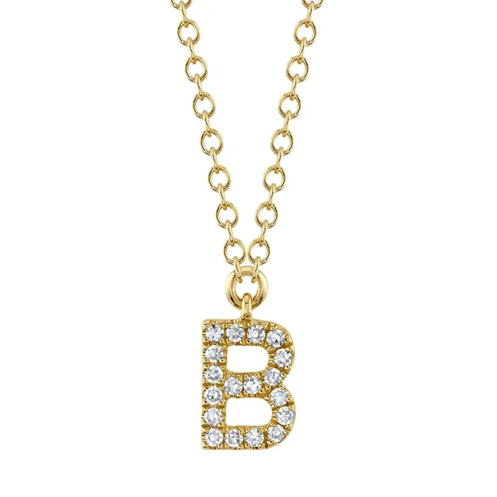 0.06ctw Diamond Necklace – Initial B