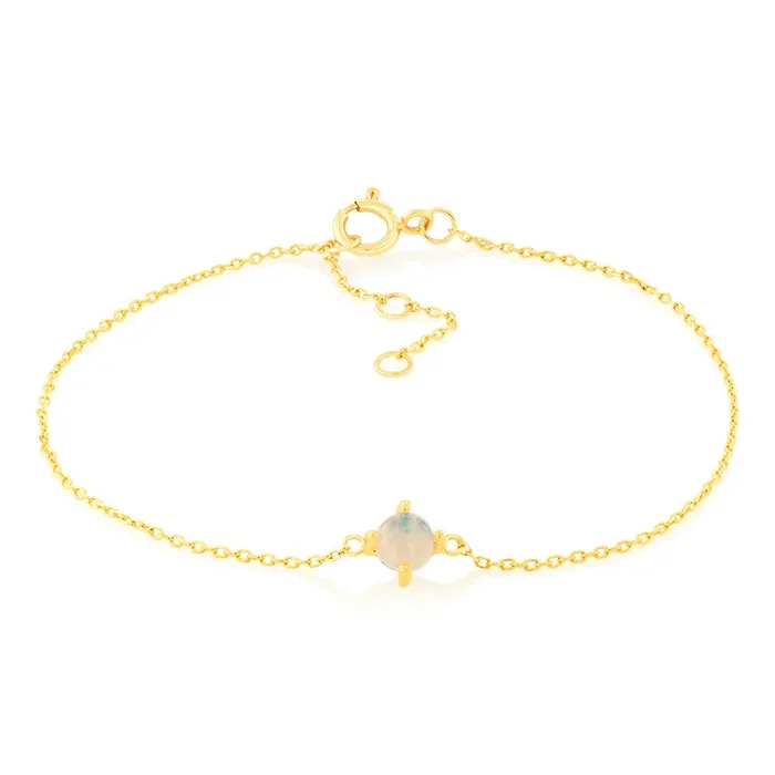 0.17 Carat Opal Adjustable Bracelet 17cm in 9ct Yellow Gold