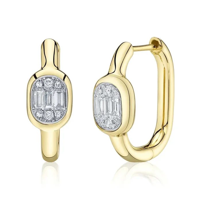 0.20CT Diamond Baguette Oval Hoop Earring