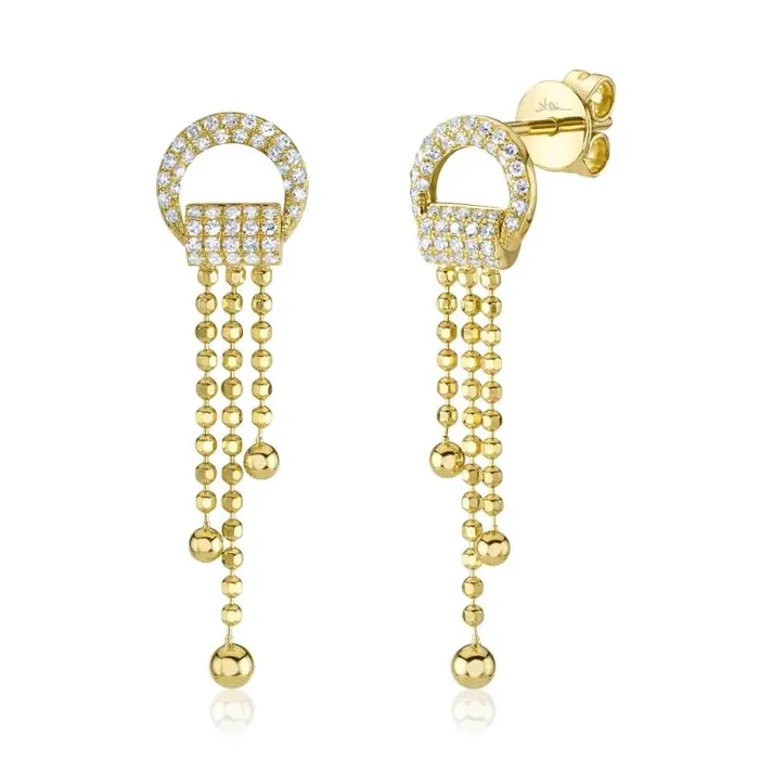 0.23CT DIAMOND FACETED BALL CHAIN FRINGE EARRING