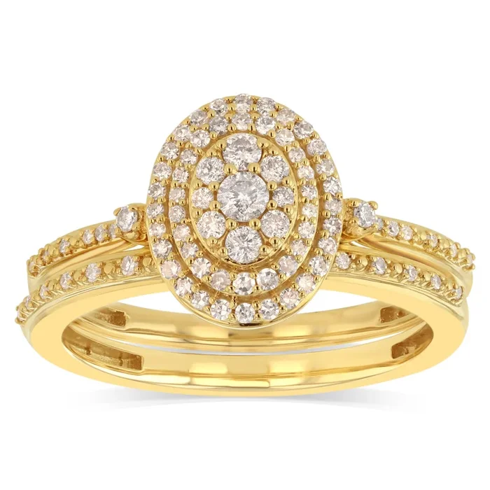 0.33 Carat Natural Diamond 2 Ring Bridal Set in 9ct Yellow Gold