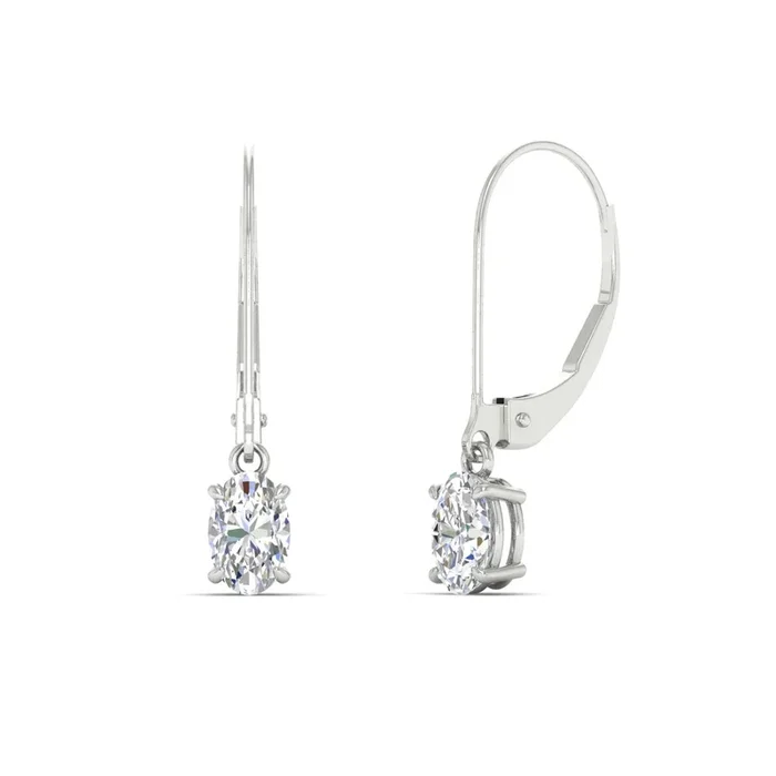 0.50 Ct Leverback Oval Drop Dangle Earrings