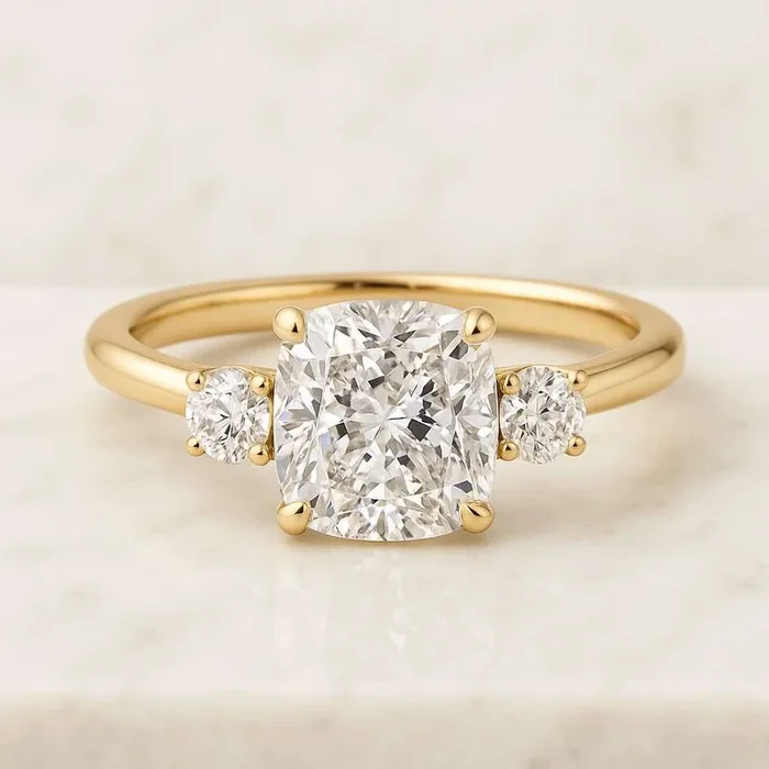 0.50 To 2.00 Cushion Cut Three Stone Anniversary Ring