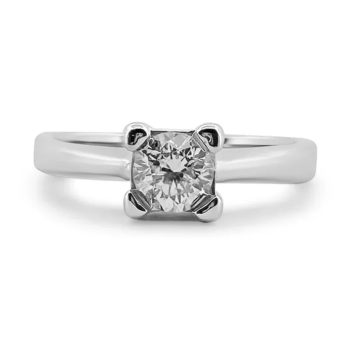 0.50ct Round Brilliant Natural Diamond Solitaire Engagement Ring in 14k White Gold