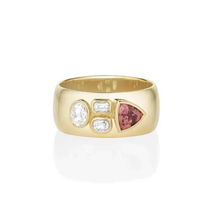 0.61ct Zircon and Diamond Tessera Band