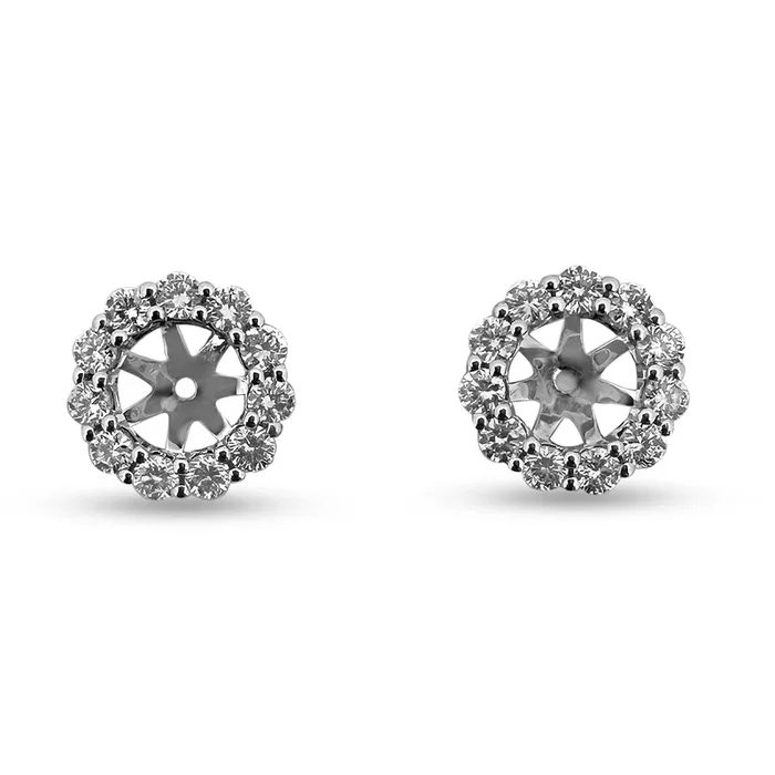 0.72ctw Round Brilliant Natural Diamond Earring Jacket Halos in 18k White Gold