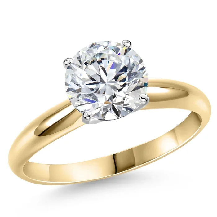 0.75-5 Cttw 14K Yellow and White Gold IGI Certified Lab Grown Diamond Solitaire Engagement Ring For Women | E-F Color | VS1-VS2 Clarity | Wedding Anniversary Gold Ring