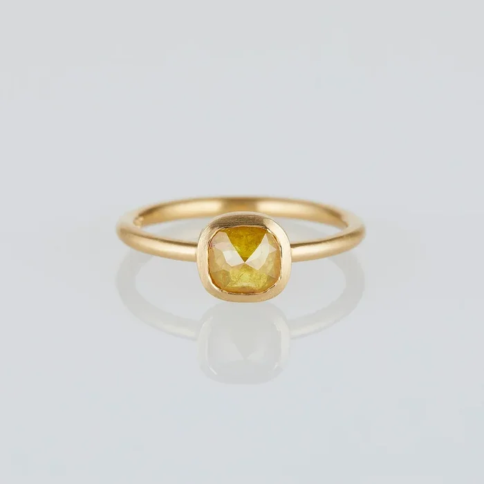 0.79 Carat One-of-a-Kind Rose Cut Yellow Diamond Ring | DR199-OOAK