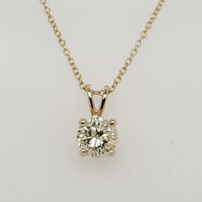 1.00 Carat Round Brilliant Cut Diamond Solitaire Pendant in 14Kt Gold