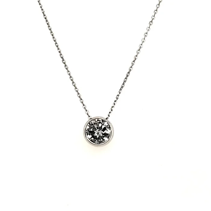 1.00 Carat Round Brilliant Cut Diamond Solitaire Pendant in 14Kt White Gold