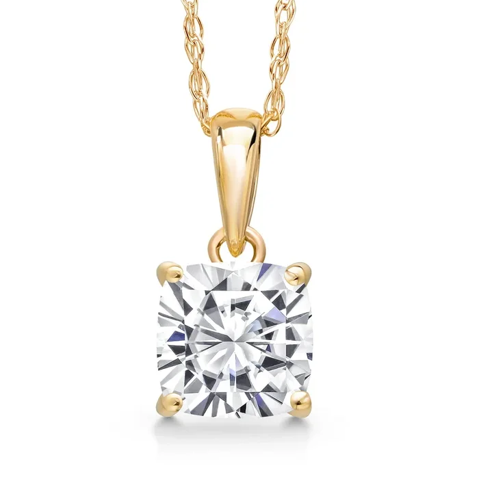 1.00 Ct Cushion Cut 14K Yellow Gold IGI Certified Lab Grown Diamond Pendant Necklace | E-F Color | VS1-VS2 Clarity | Gold Necklace For Women | With 18 Inch Gold Chain