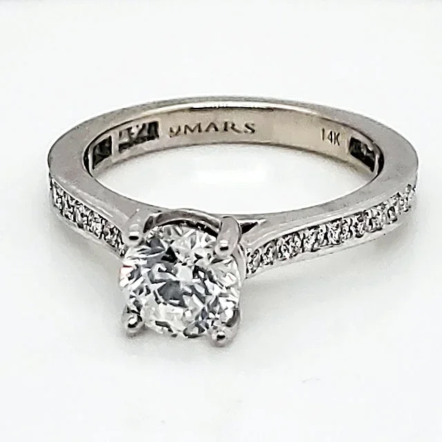 1.01 Carat Round Brilliant Cut Diamond Engagement Ring in 14kt White Gold