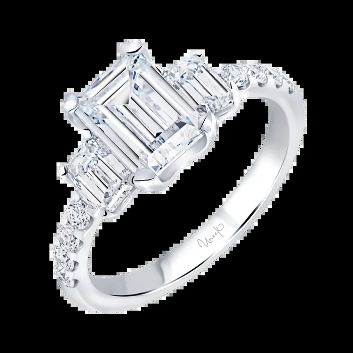 1.06ctw Emerald Cut Three Stone Engagement Ring