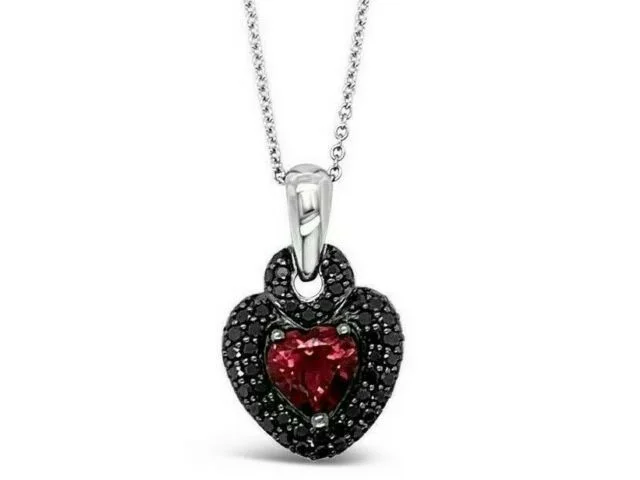 1 1/3 cts Red Tourmaline and Diamond Heart Necklace in 14K Two Tone Gold by Le Vian