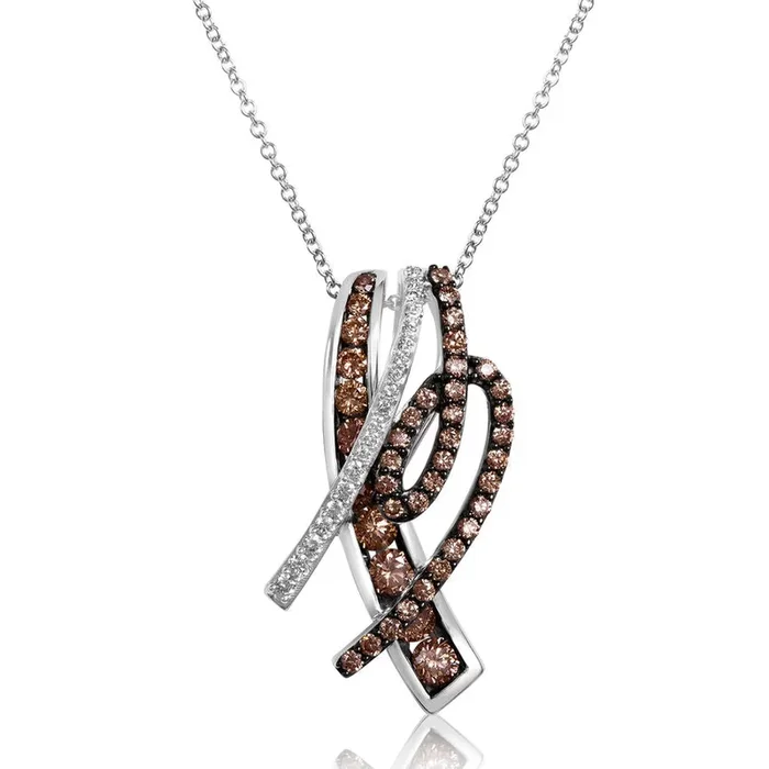 1 1/8 cts Chocolate Diamond Pendant Necklace in 14K White Gold by Le Vian