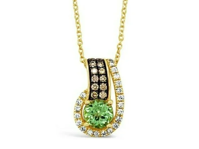 1 1/8 cts Green Tourmaline and Diamond Necklace in 18K Yellow Gold by Le Vian
