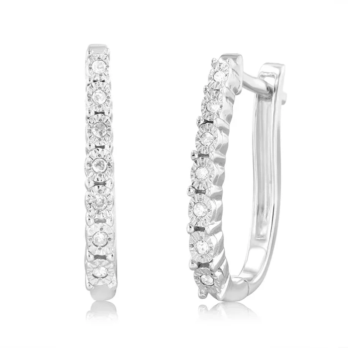 1/10 Carat Diamond Hoop in Sterling Silver