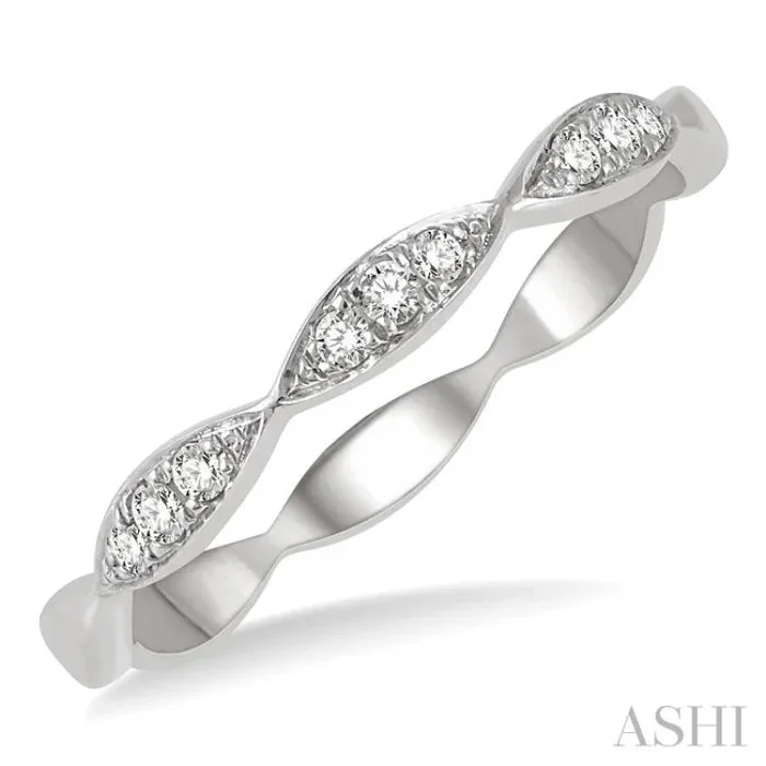 1/10 Ctw Marquise Lattice Round Cut Diamond Stackable Band in 14K White Gold