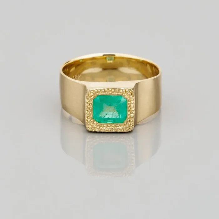 1.13 Carat One-of-a-Kind Emerald Signet Ring | ER41-OOAK
