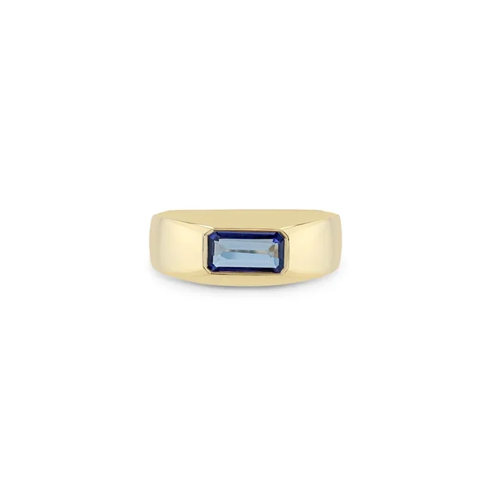 1.14 ctw Tanzanite Baguette Signet Ring