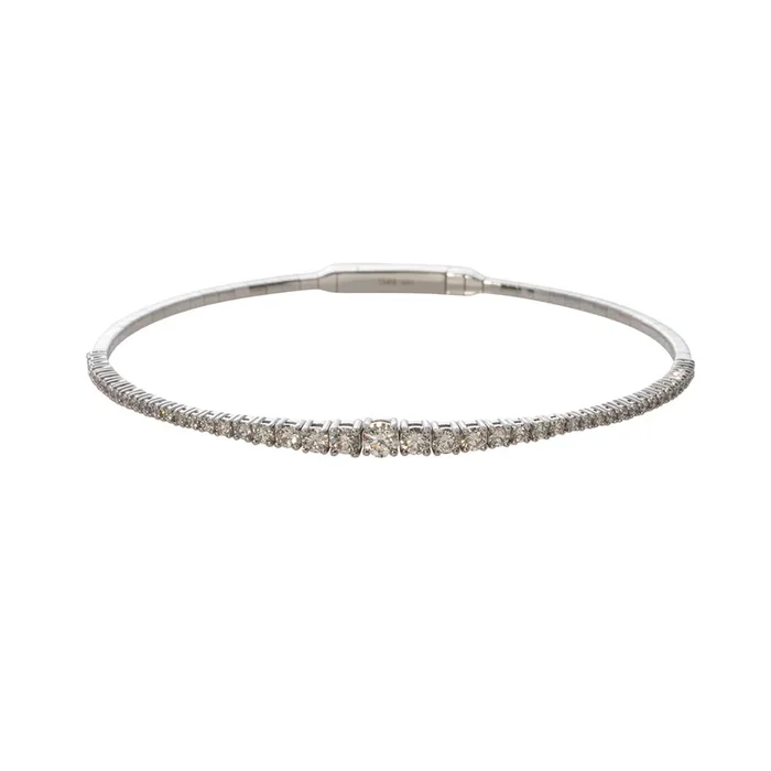1.15ctw Graduated Diamond 14K White Gold Flex Bangle