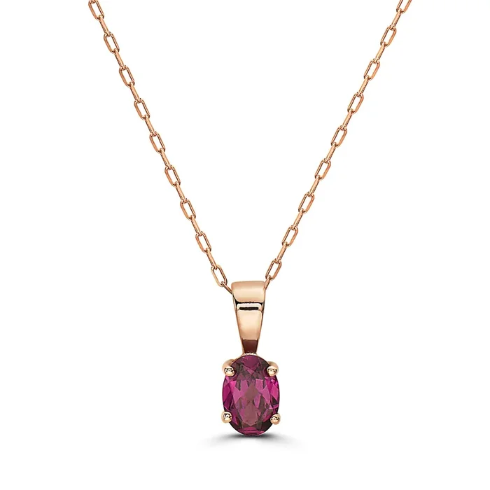 1/2 cts Red Rhodolite Garnet Necklace in 14K Rose Gold by Birthstone