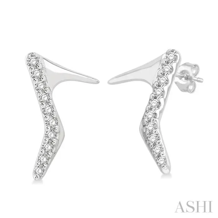 1/20 Ctw Petite High Heel Pumps Round Cut Diamond Fashion Stud Earring in 10K White Gold