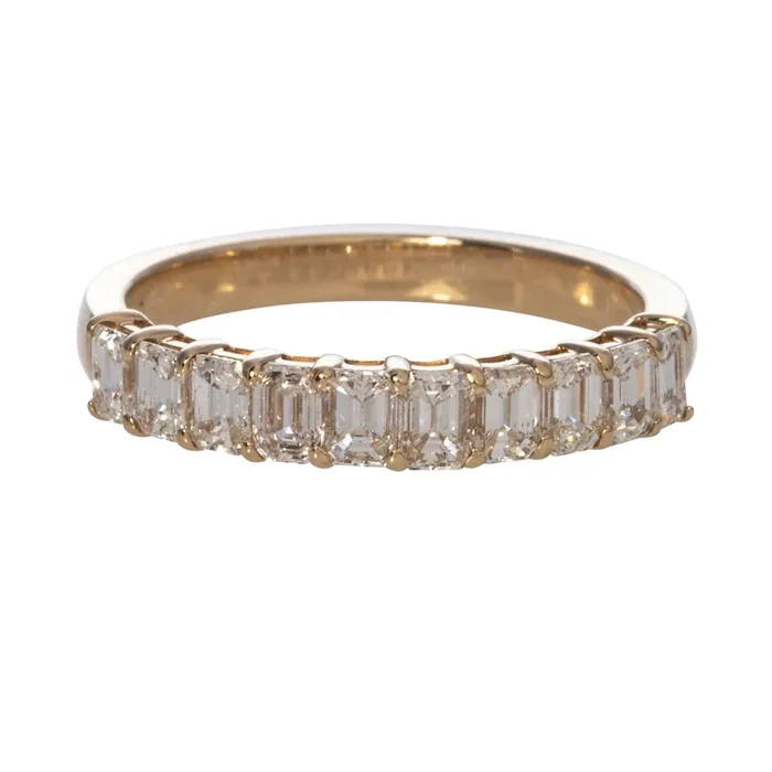 1.20ctw Emerald-Cut Diamond Halfway 14K Yellow Gold Band