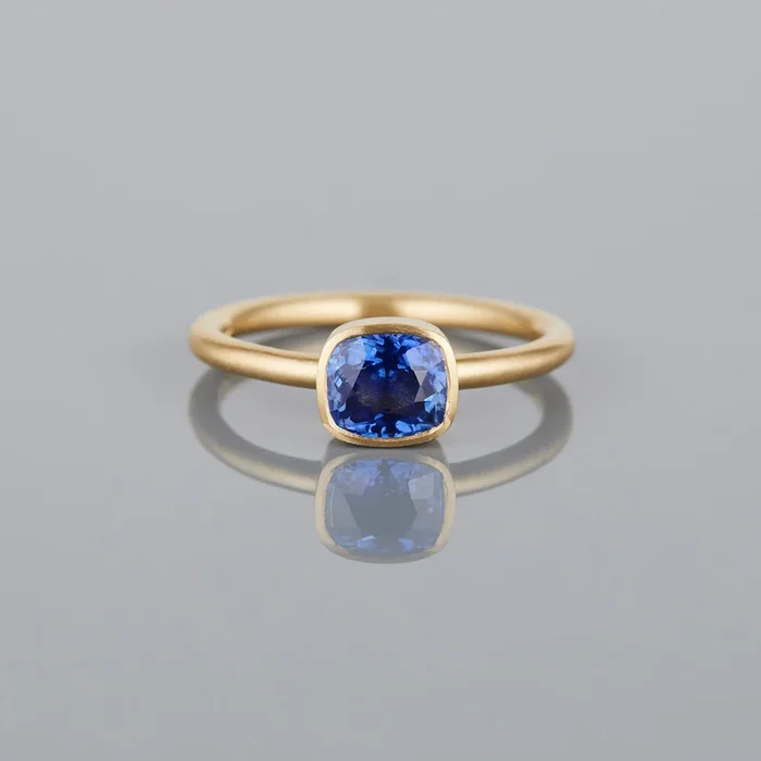 1.23 Carat One-of-a-Kind Cushion Cut Blue Sapphire Ring | SR47-OOAK