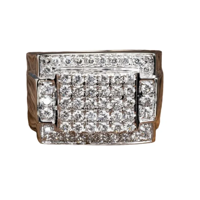 1.25ctw Round Brilliant Natural Diamond Men’s Ring in 14kt White Gold
