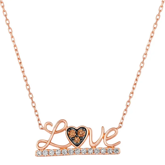 1/4 cts Chocolate Diamond Pendant Adjustable Necklace in 14K Rose Gold by Le Vian