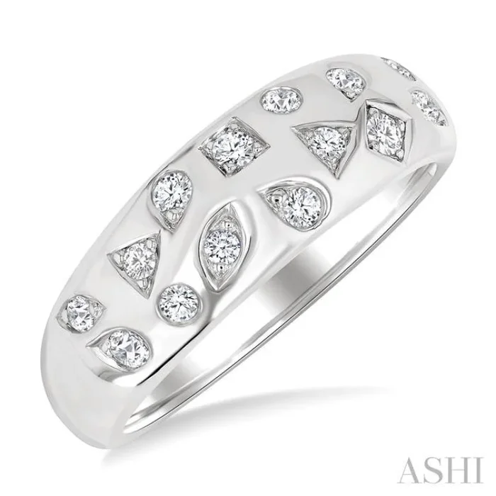1/4 Ctw Round Cut Diamond Mosaic Wide Fashion Band in 10K White Gold