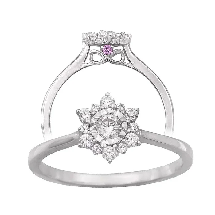 1/4ctw Diamond Flower Halo Ring