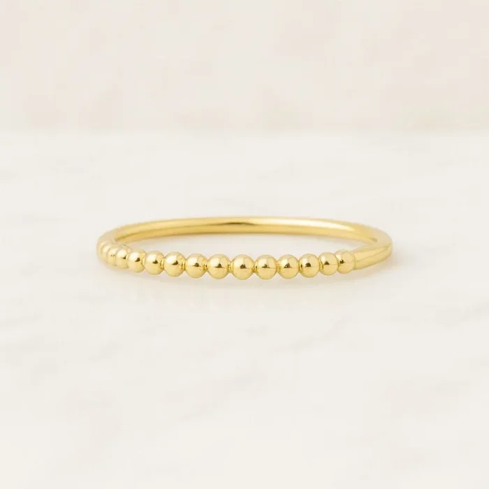 1.50 MM Minimalist Beaded Stacking Ring for Women