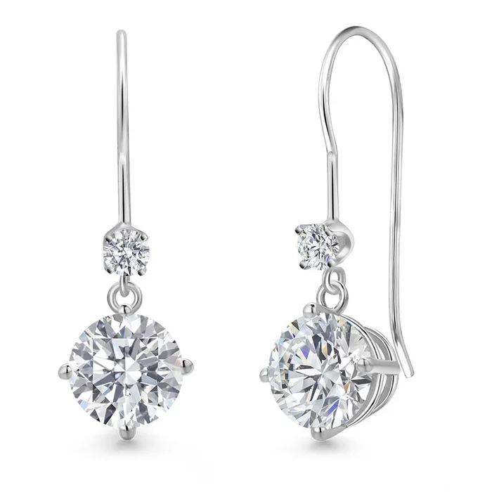 1.64 Cttw IGI Certified Lab Grown Diamond Dangle Drop Earrings For Women in 14K White Gold | Round Cut | VS1 Clarity | E-F Color