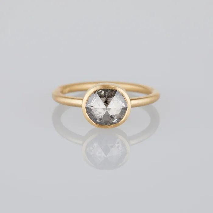1.66 Carat One-of-a-Kind Rose Cushion Cut Grey Diamond Ring | DR124-OOAK
