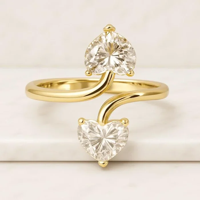 1.67 CT Heart Cut Toi et Moi Lab Grown Diamond Engagement Ring