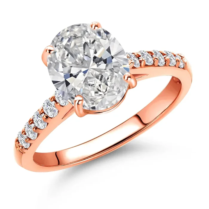 1.70 Cttw 10K Rose Gold IGI Certified Lab Grown Diamond Engagement Ring For Women | Center Diamond Oval 1.5 Ct | E-F Color | VS1-VS2 Clarity