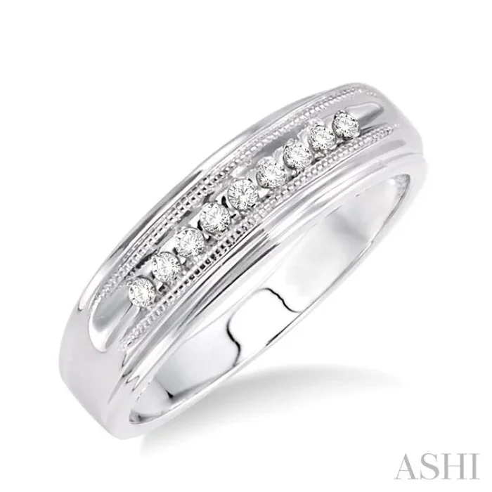 1/8 Ctw Round Cut Diamond Men’s Ring in 10K White Gold