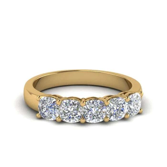1 Carat Diamond Cushion 5 Stone Band