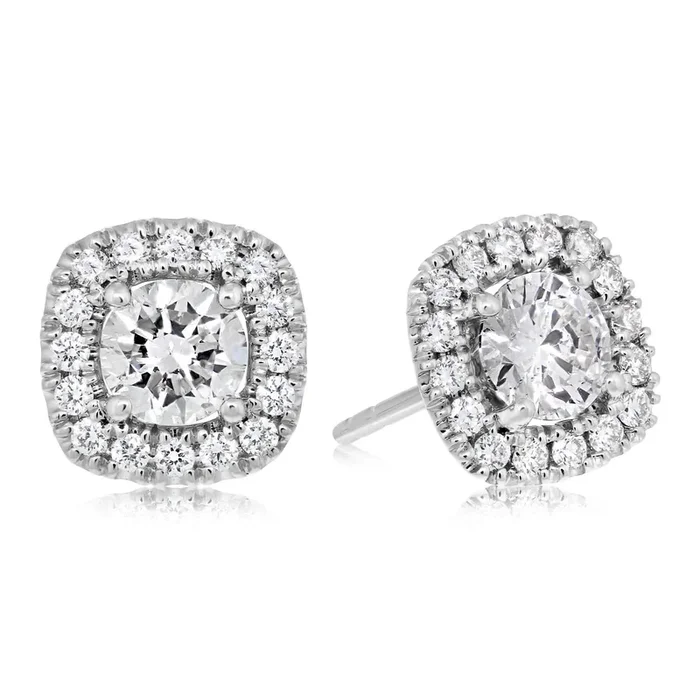 1 Carat Diamond Halo Stud Earrings