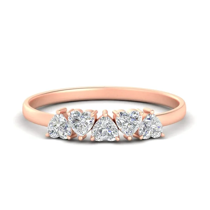 1 Carat Heart Shape Five Stone Wedding Ring