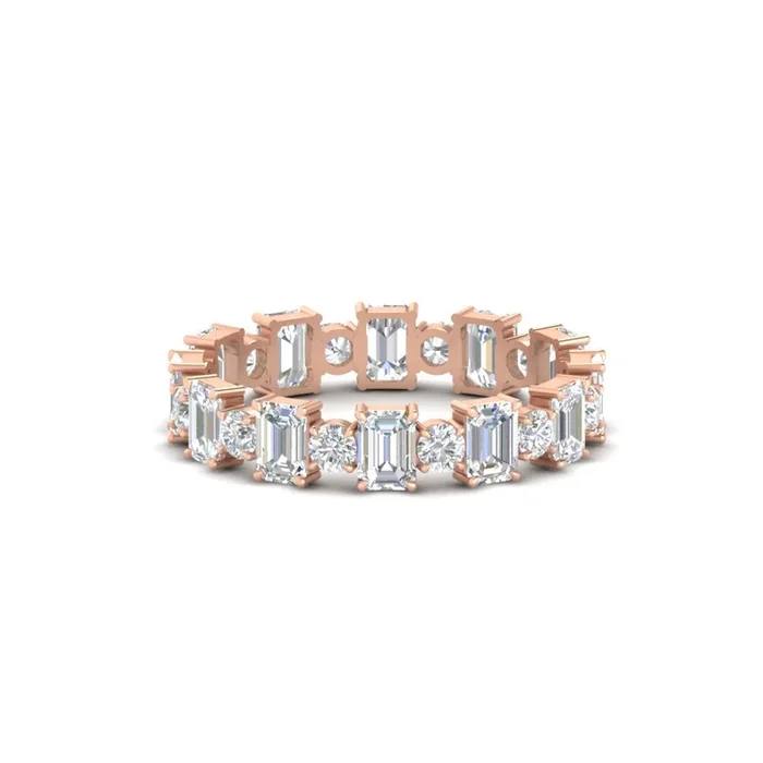 1 Carat Mixed Shape Emerald And Round Diamond Eternity Band
