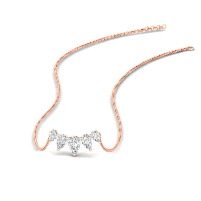 1 Carat Pear 5 Diamond Pendant Necklace