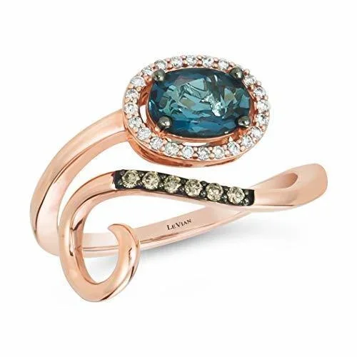 1 cts Blue London Blue Topaz and Diamond Ring in 14K Rose Gold by Le Vian