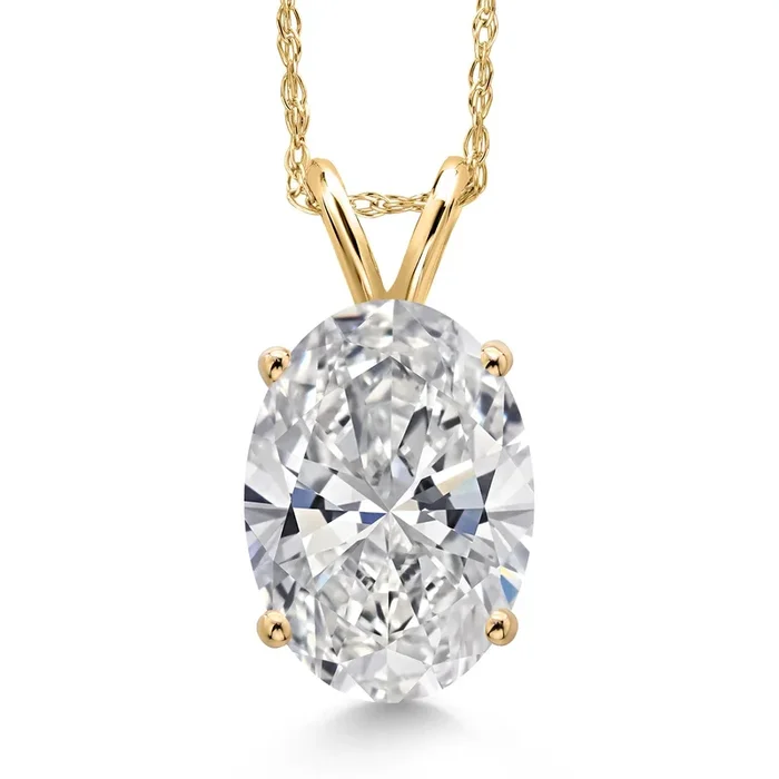 1 to 5 Carat 14K Gold IGI Certified Lab Grown Diamond Pendant Necklace For Women | E-F Color | VS1-VS2 Clarity | With 18 Inch Gold Chain