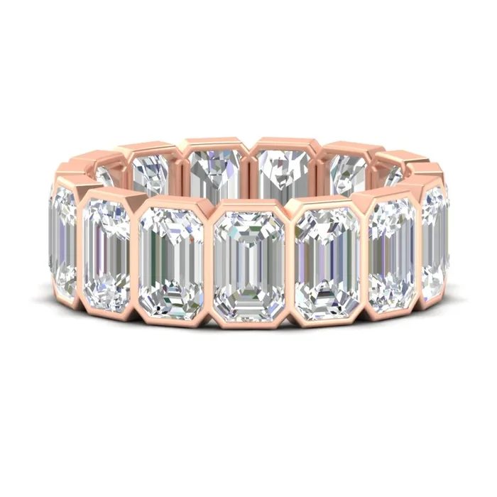 10 Carat Emerald cut Bezel Eternity Diamond Band