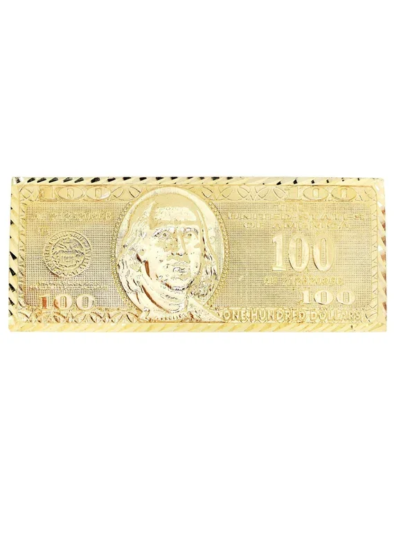 $100 Dollar Bill 10K Gold Mens Ring | 18.6 Grams