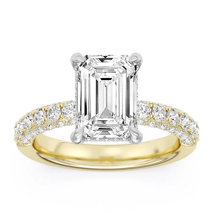 100 Facets 3.96ctw Certified Lab Grown Diamond Hidden Halo Engagement Ring