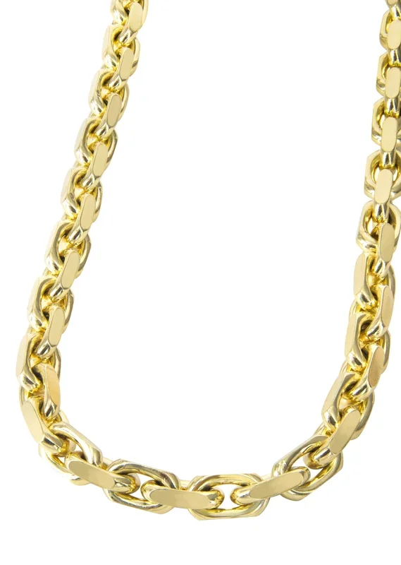 10K / 14K Gold Chain – Mens Solid Hermes Link Chain